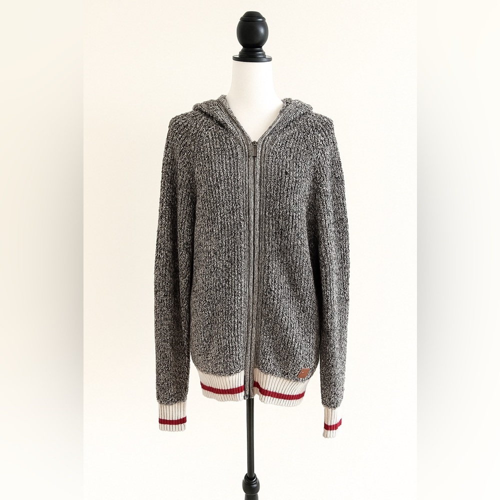 Roots Black and White Hooded Cardigan